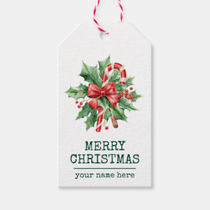 Kerststok Vrolijk Kerstmis Aangepaste Tekst Donker Cadeaulabel