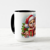 Kerststokbeer" – Schattige Babybeer Kerstmis Naar Mok (Voorkant links)