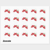 Kerststokhuls Kerst | Rode Lint Kerststicker Ronde Sticker (Vel)
