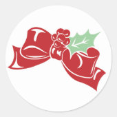 Kerststokhuls Kerst | Rode Lint Kerststicker Ronde Sticker (Voorkant)