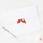 Kerststokhuls Kerst | Rode Lint Kerststicker Ronde Sticker (Envelop)