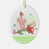 Kerststokken en dennentakken keramisch ornament (Rechts)