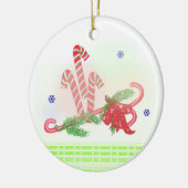 Kerststokken en dennentakken keramisch ornament (Links)