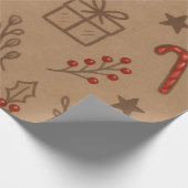 Kerststokken en Hulst Kerstpapier Cadeaupapier (Hoek)