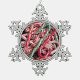 Kerststokken en Pepermunt Kerstvakantie Tin Sneeuwvlok Ornament