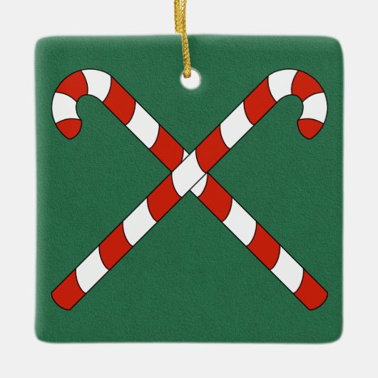 Kerststokken Gekruist Keramisch Ornament (Voorkant)