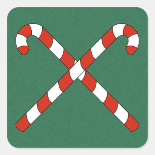 Kerststokken Gekruist Vierkante Sticker