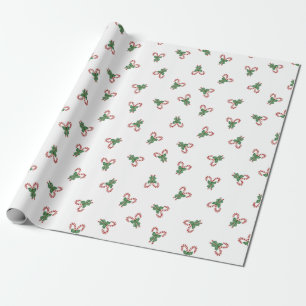 Kerststokken met groene strik worp Kerstontwerp Cadeaupapier
