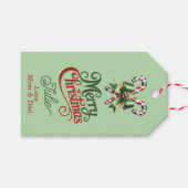 Kerststokken met rode strik Vrolijk Kerstfeest Cadeaulabel (Voorkant (Horizontaal))