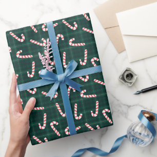 Kerststokken Plaids Aangepaste Naam Cadeaupapier