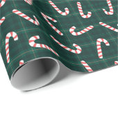 Kerststokken Plaids Aangepaste Naam Cadeaupapier (Rol Hoek)