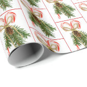 Kerststokoude Denn met Strik van Touw Cadeaupapier (Rol Hoek)