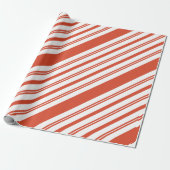 Kerststokpadstrip-diagonaal Cadeaupapier (Uitgerold)