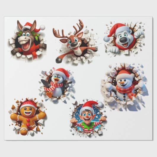 Kerststoktekens Cadeaupapier (Vlak)