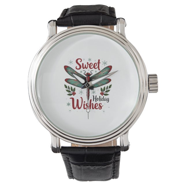Kerststokvleugels Libel Horloge (Voorkant)