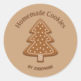 Kerststol Boom Vorm Koekje - Thuisgemaakte Koekjes Ronde Sticker