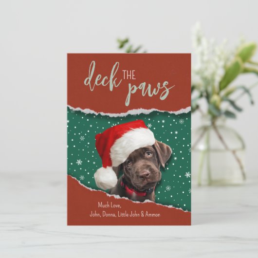 Kerststol Chocoladebruine Labrador Kerstman Muts K Feestdagenkaart (Staand voorkant)