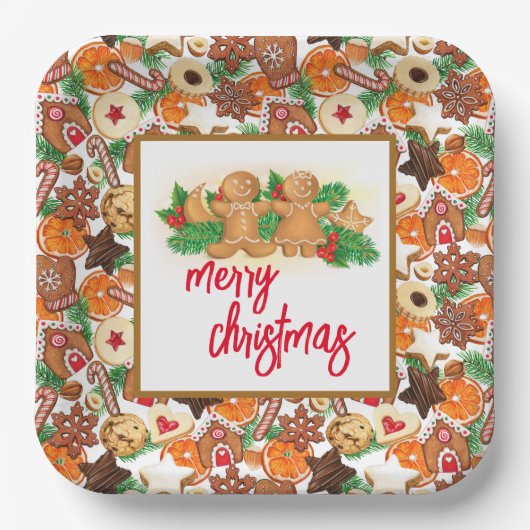 Kerststol Cookies Papieren Bordje (Voorkant)