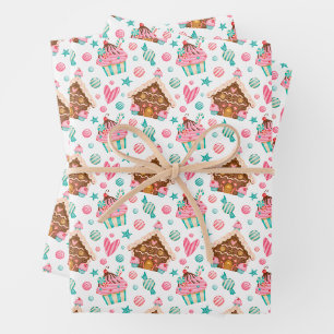 Kerststol, Cupcakes, Snoepgoed  Inpakpapier Vel