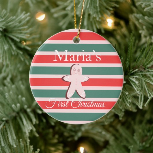 Kerststol Eerste Kerst Merry Christmas Keramisch Ornament (Boom)