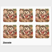 Kerststol Egeltje Vierkante Sticker (Vel)