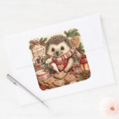 Kerststol Egeltje Vierkante Sticker (Envelop)