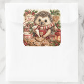 Kerststol Egeltje Vierkante Sticker (Tas)