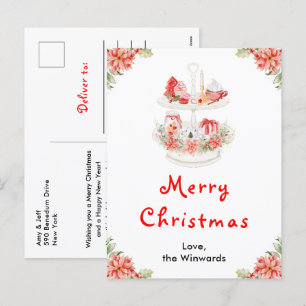 Kerststol en Cacao Rode Kerstmis Feestdagenkaart