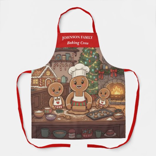 Kerststol Familie Kerstmuts Apron Schort (Voorkant)