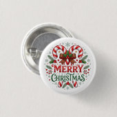 Kerststol Gelukkig Kerstmis  Ronde Button 3,2 Cm (Voorkant /achterkant)