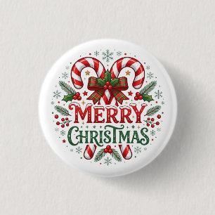 Kerststol Gelukkig Kerstmis Ronde Button 3,2 Cm