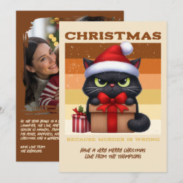 Kerststol Gloeiende Grappige Kat Retro Kerst Foto Feestdagenkaart
