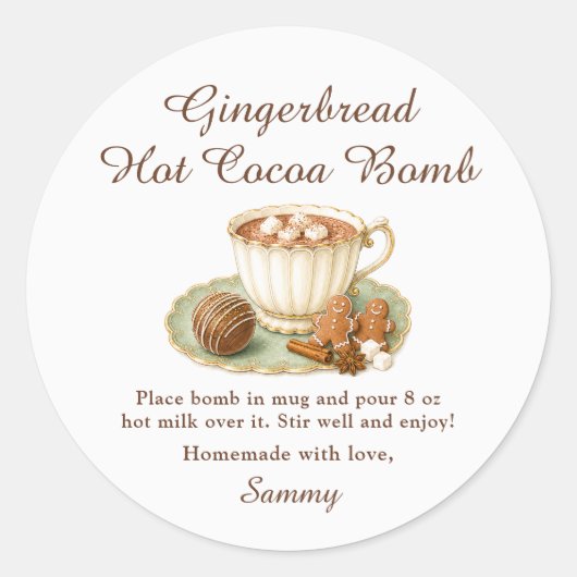 Kerststol Hete Chocolade Bom Gift Label (Voorkant)