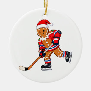 Kerststol Hockey Kerst Ijs Hockey Sporten Keramisch Ornament