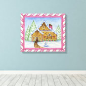 Kerststol Huis Canvas Kunstprint Afdruk (Insitu (Houten vloer))
