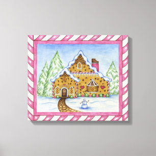 Kerststol Huis Canvas Kunstprint Afdruk