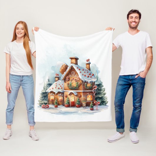 Kerststol Huis Vliesdeken Fleece Deken (In situ)