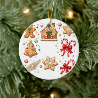 Kerststol Kerstmis en Kerststokken Keramisch Ornament
