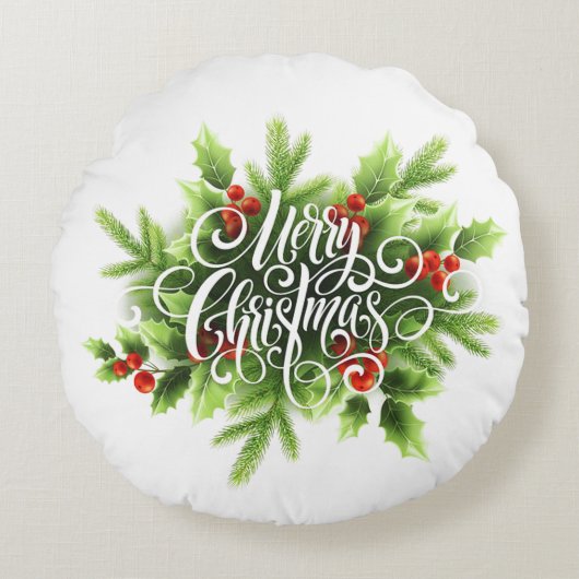 Kerststol Kerstmis Ronde Kussen (Voorkant)