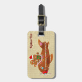 Kerststol Kerstvliegtuig Cartoon Bagagelabel (Voorkant verticaal)