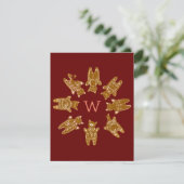 Kerststol Kitties Monogram - Platte Kerstkaart (Staand voorkant)