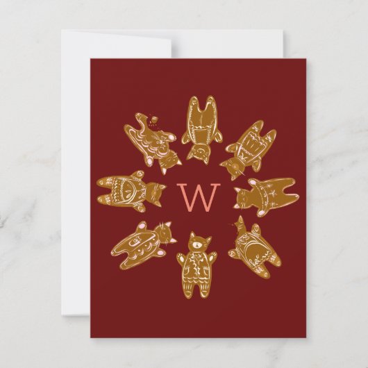 Kerststol Kitties Monogram - Platte Kerstkaart (Voorkant)
