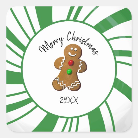 Kerststol Koek Snoepgoed Vierkante Sticker (Voorkant)