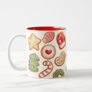 Kerststol Koekjes Bakken Festive Kerstmis Tweekleurige Koffiemok