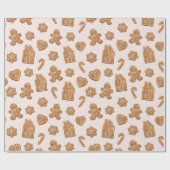 Kerststol Koekjes Patroon Kerstvakantie Cadeaupapier (Vlak)