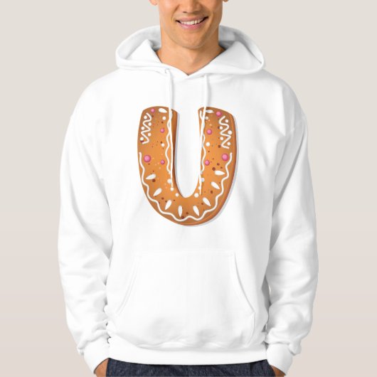 Kerststol Letter U Monogram Kerst Koekje Hoodie (Voorkant)