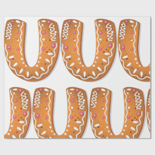 Kerststol Letter U Monogram Kerstkoek Cadeaupapier