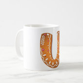 Kerststol Letter U Monogram Kerstkoek Koffiemok (Voorkant links)