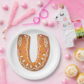 Kerststol Letter U Monogram Kerstkoek Papieren Bordje (Feest)