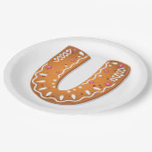 Kerststol Letter U Monogram Kerstkoek Papieren Bordje (Gekanteld)